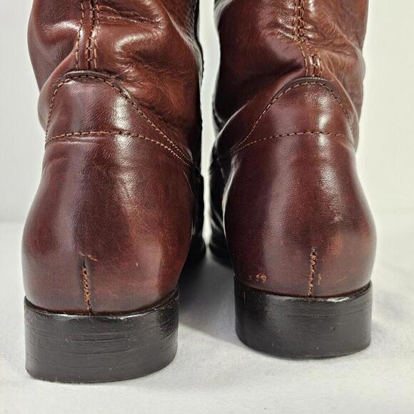 FRYE Melissa Cognac Leather Riding Boot Size 8.5B Trendy Boho - Picture 6 of 12